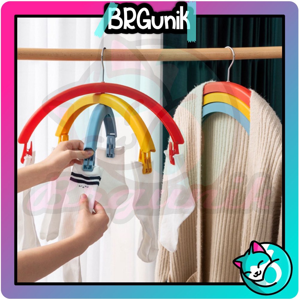 BRGUNIK Hanger Baju Pelangi Serbaguna Gantungan Pelangi Jepitan Praktis Gantungan Baju Aesthetic R724