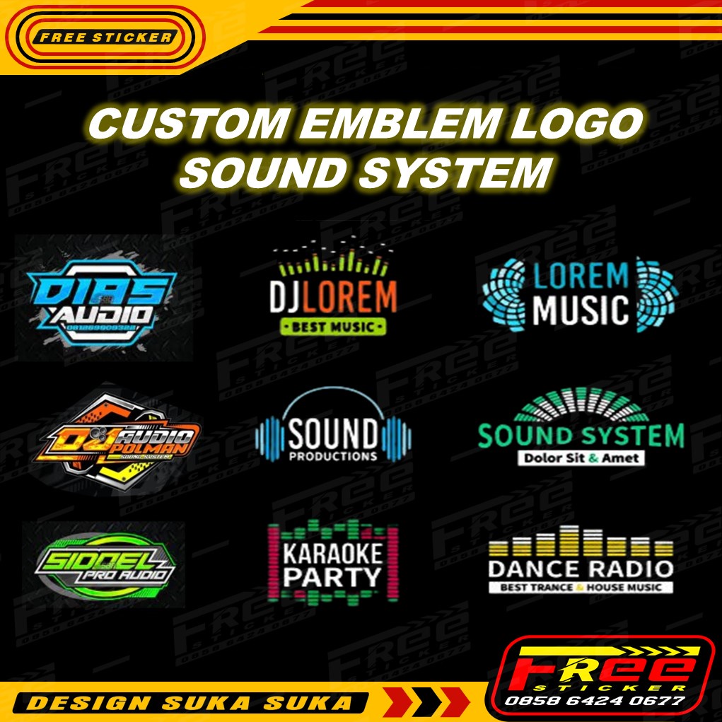 Custom Emblem Logo Sound System Bahan Alumunium Design Suka Suka