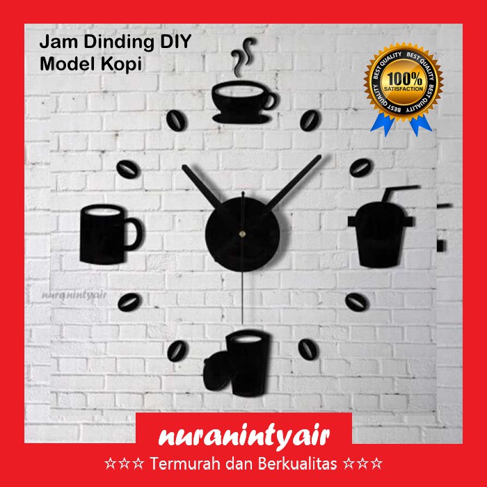 Jam Dinding Besar Kopi Unik 80-130cm DIY / Do It Yourself / Rakit