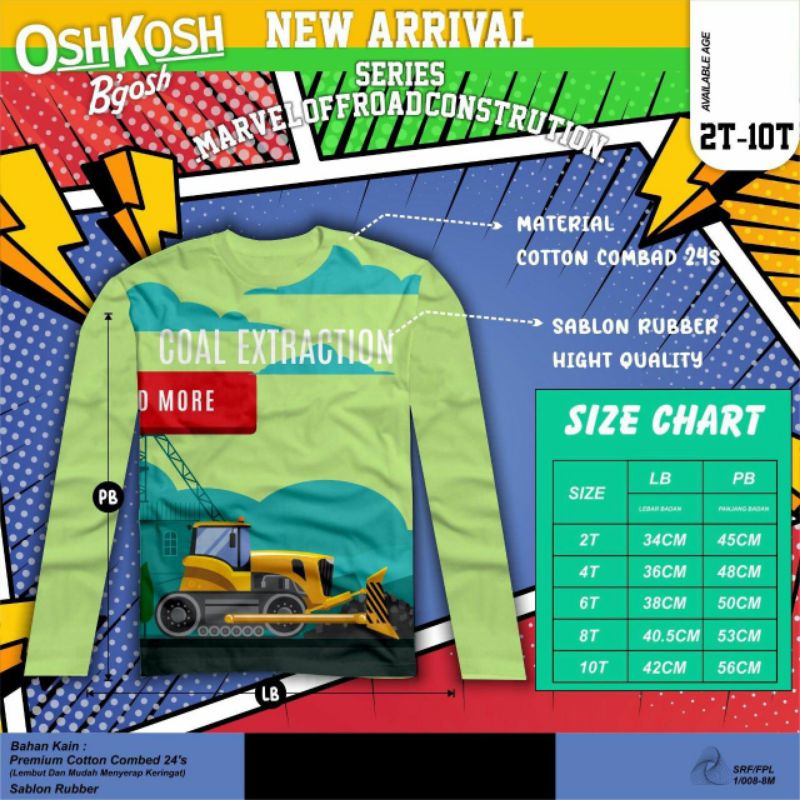 Kaos Anak/Kaos anak lengan panjang/Kaos marvel Offroad