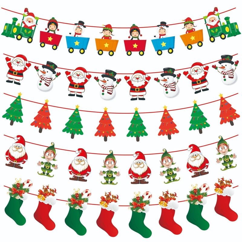 3M Multi Style Christmas Hanging Banner Xmas Party Pull Flag / Christmas Home Decoration Products Bunting