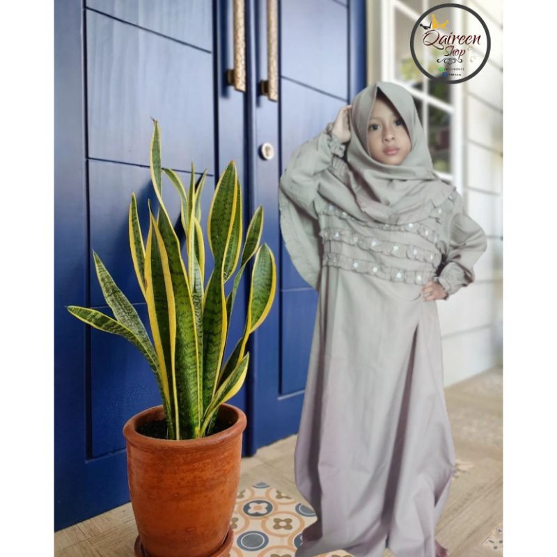 GAMIS ANAK SYARI RENDA BUNGA SET JILBAB