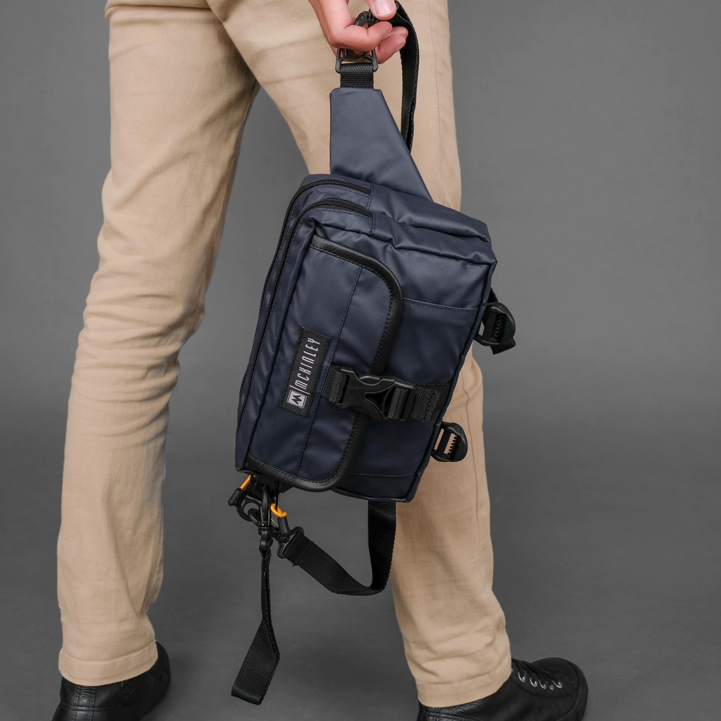 MORIA NAVY - Tas Selempang Sling Bag Multifungsi Pria Wanita unisex - Original