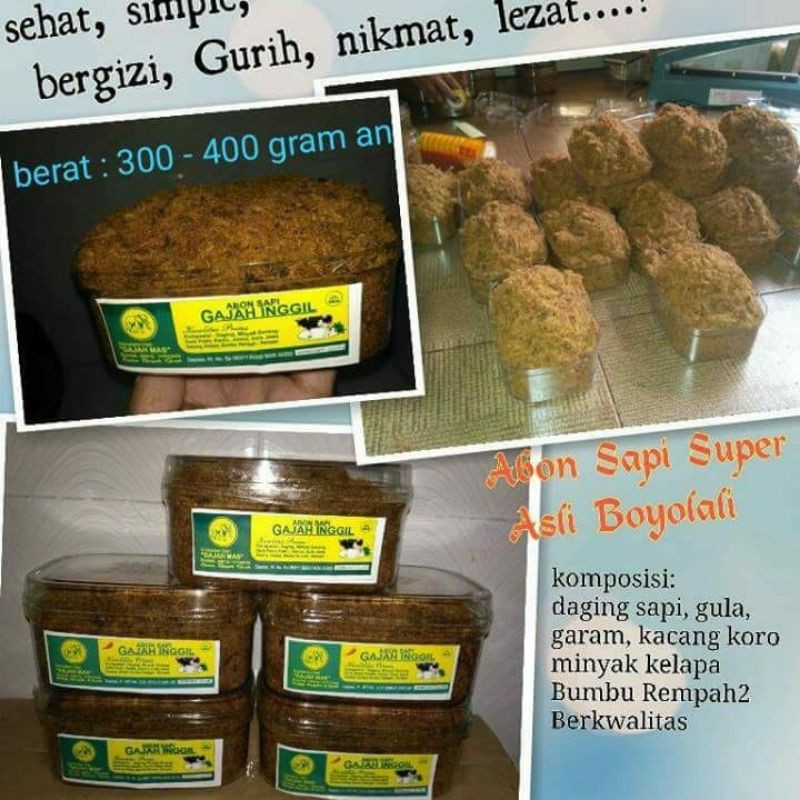 

Oleh Oleh Khas Boyolali ABON SAPI GAJAH INGGIL 300gr