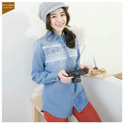 Kemeja Jeans Wanita Aqua Tribal