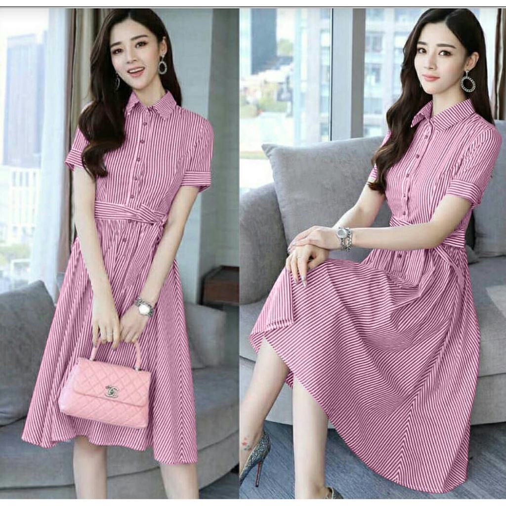 FWG - DRESS MD LINE / DRESS SALUR / DRESS GELIA / BAJU DRESS KOREA / DRESS WANITA / DRESS