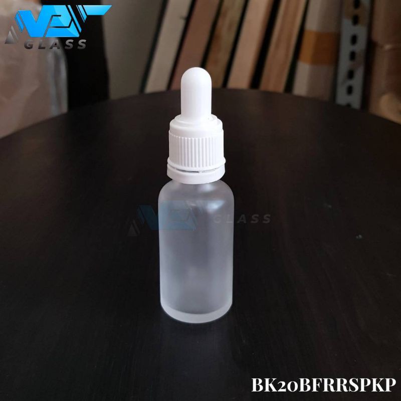 botol pipet kaca 20ml frosted - ring segel putih