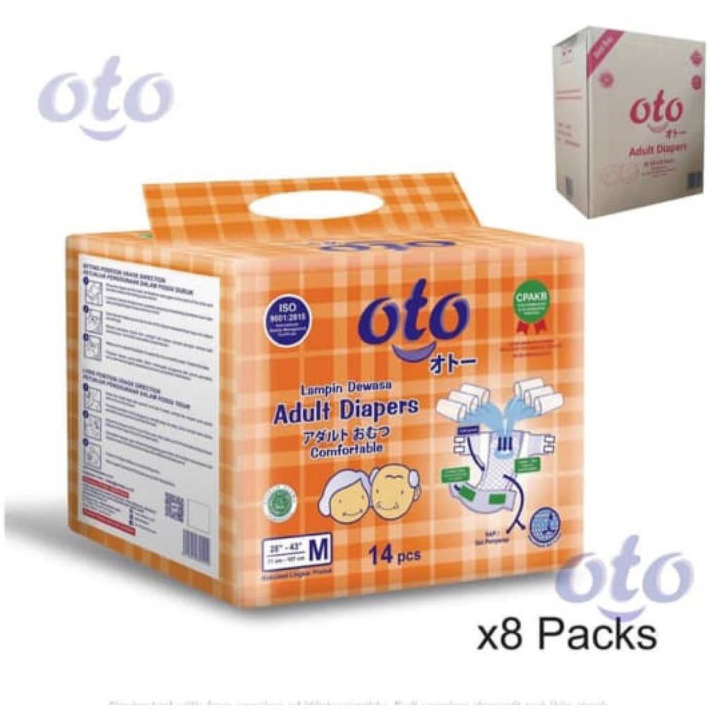 OTO Adult Diapers Popok Dewasa Perekat ukuran M isi 14 uk 71cm-107cm