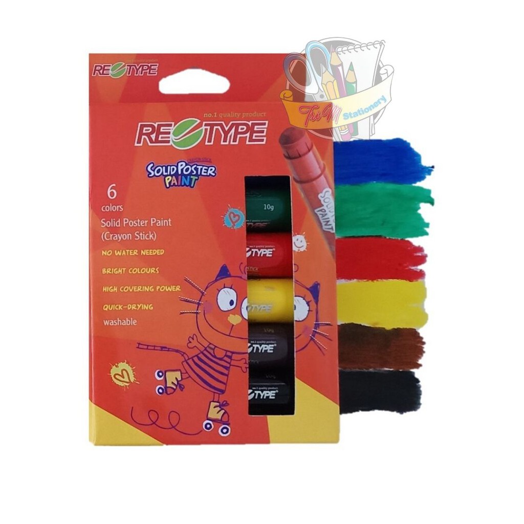 

RETYPE SOLID POSTER PAINT 6 COLOUR