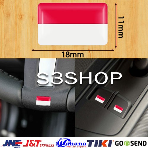 Sticker Logo Bendera Indonesia Car Interior Stir Window Armrest 3D Mobil