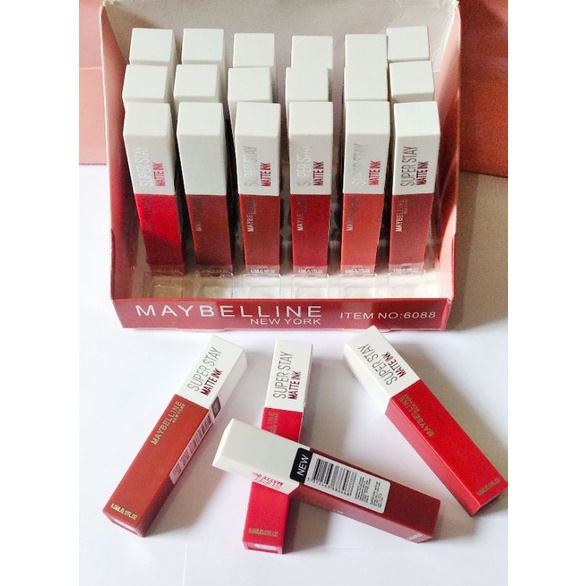 LIPSTIK/LIPSTICK / LIPGLOSS MAYBELLINE NEW YORK BARCODE. isi 24pcs / 2 lusin