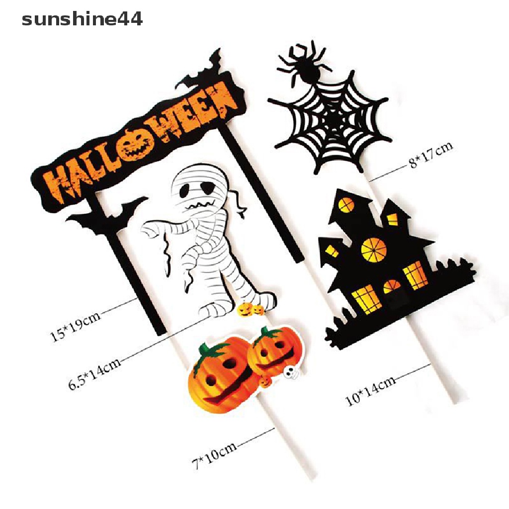 Sunshine 1 set Hiasan Topper Kue Motif Halloween Untuk Pesta