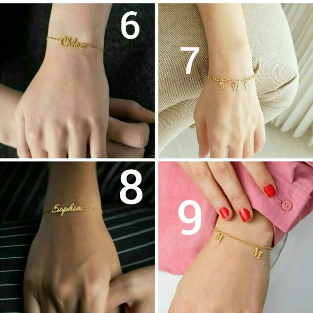 Gelang tangan / gelang titanium anti karat / gelang nama lapis emas / gelang pria