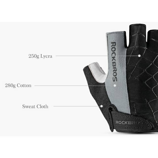 GS8 Sarung Tangan Rockbros Half Finger Anti-Skid Size L  S109 - Black