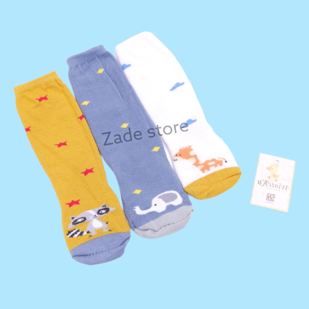 Kaos kaki panjang bayi Isi 3 set SNI Winteku PREMIUM non-slip kaus kaki anak selutut panjang  alas kaki baby long socks motif laki-laki Perempuan murah grosir KKW-022