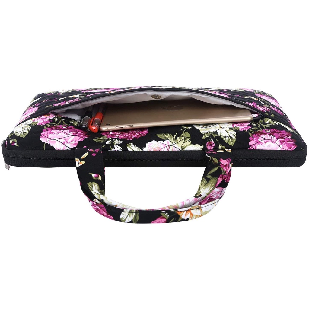 Tas Laptop Selempang Mosiso Peony Floral Shoulder Strap 13 14 inch