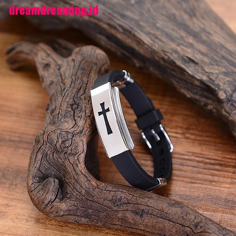 Gelang Bahan Stainless Steel Warna Hitam Untuk Pria