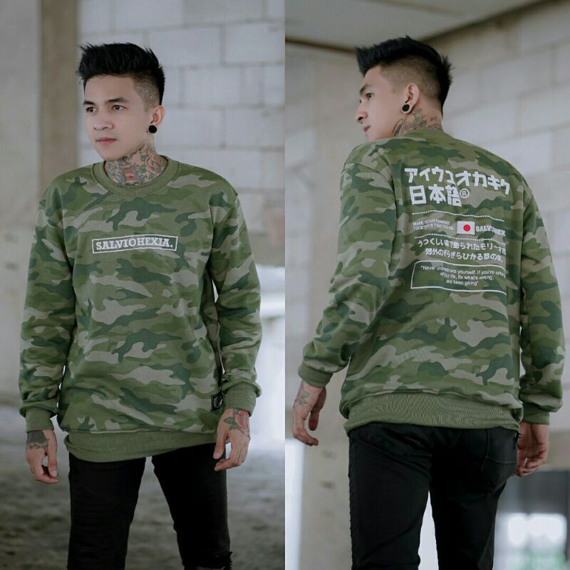 Sweater Hoodie Salviohexia Loreng Camo Jaket Pria Slvhx