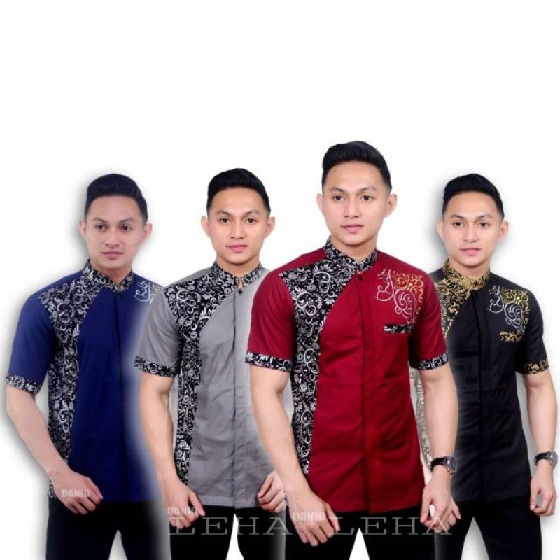 Koko Batik Fashion Muslim Kombinasi C07 Al Haramain Hijau S/M/L/XXL Dewasa