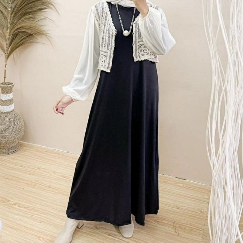 inner dress tanpa lengan busui non busui katun sleeveless maxi dress inner dress lekbong daleman gam