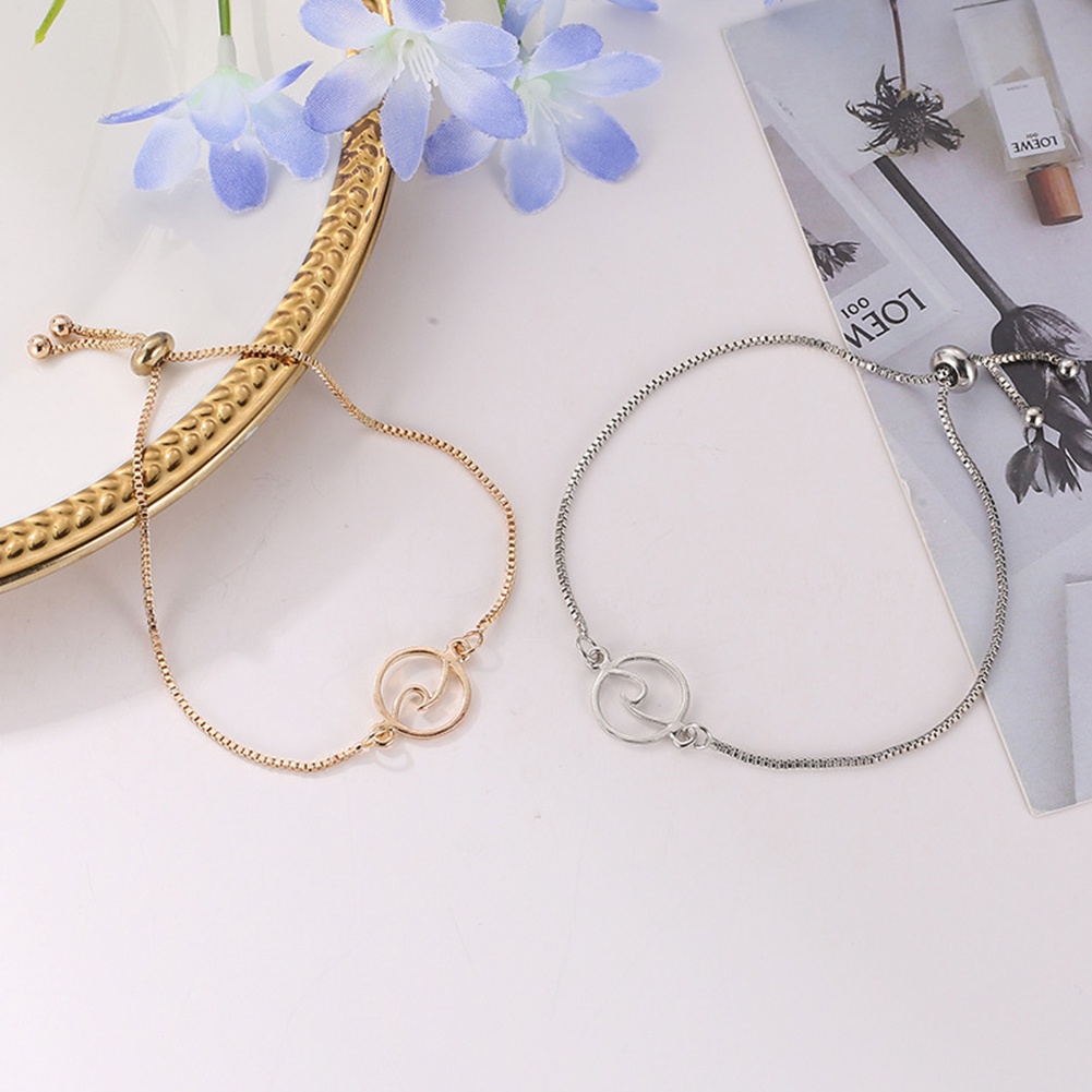 Hu Hu Hu Hu Hu Alat Bantu Pasang Kacamata♡ Gelang Rantai Wanita Adjustable Desain Gelombang Hollow Untuk Pestahadiah