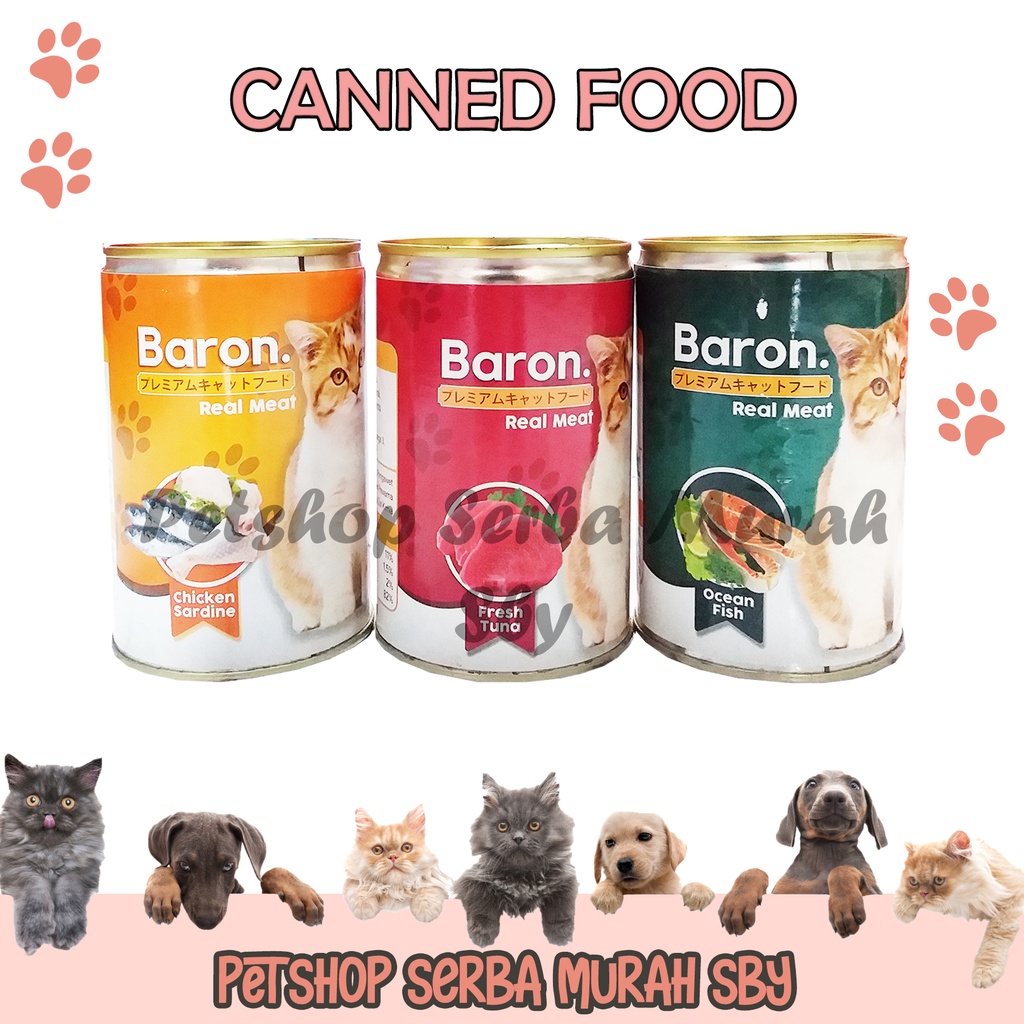 Baron Kaleng Dewasa Wet Food 400gr  Real Meat  - Makanan Basah Kucing