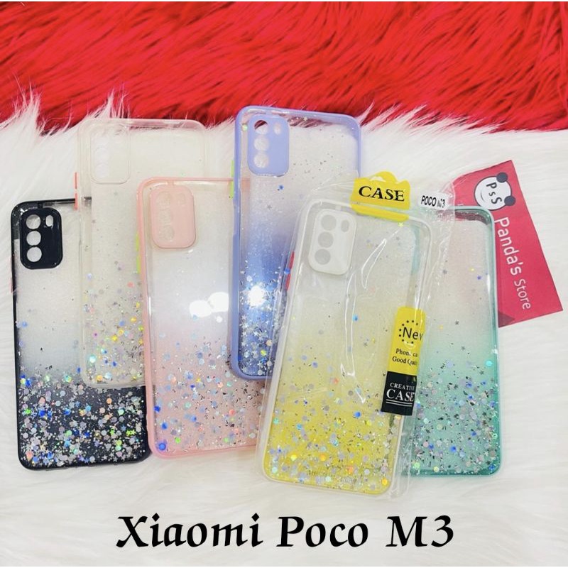 Glitter Case Xiaomi Poco M3 Funny Color Dengan Pelindung Kamera (PsS)