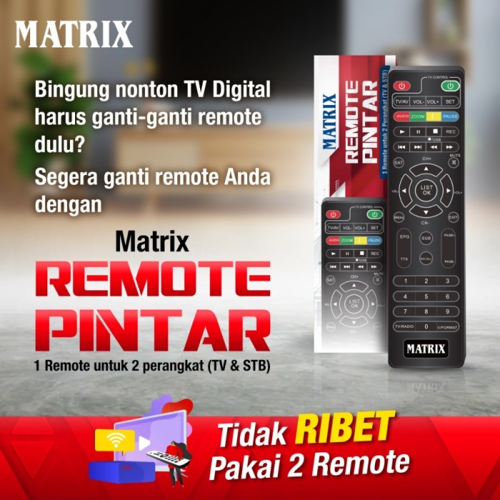 Remot Pintar Matrix /Remote untuk Set Top Box &amp; Receiver Parabola