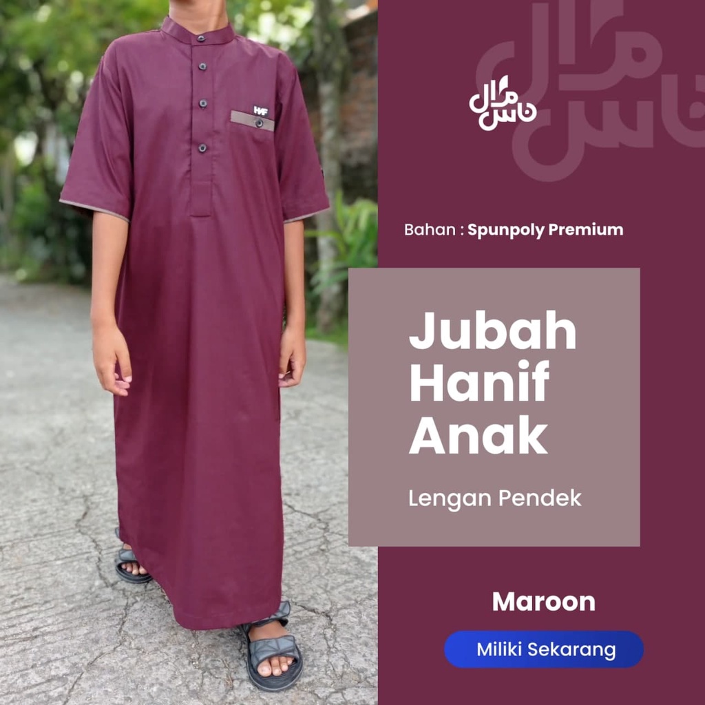 hot gamis jubah anak lengan pendek hanif/gamis jubah putih anak laki laki/gamis jubah anak cowok