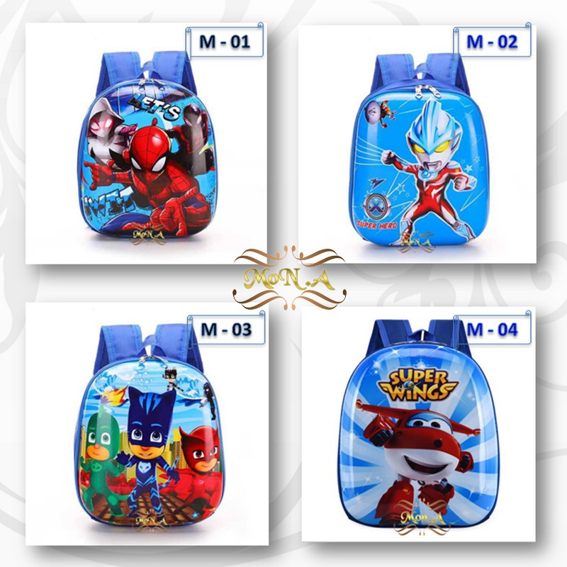 Tas Ransel Telur Sekolah Anak TK / PAUD - Tas Sekolah Anak Karakter lucu Ransel PVC Karakter Cowok -M0172