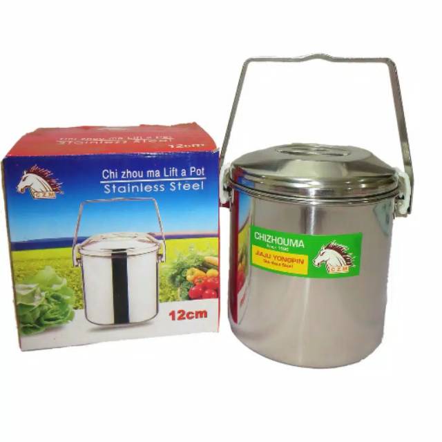 Rantang Tunggal Stainless Stell 12cm + Kunci