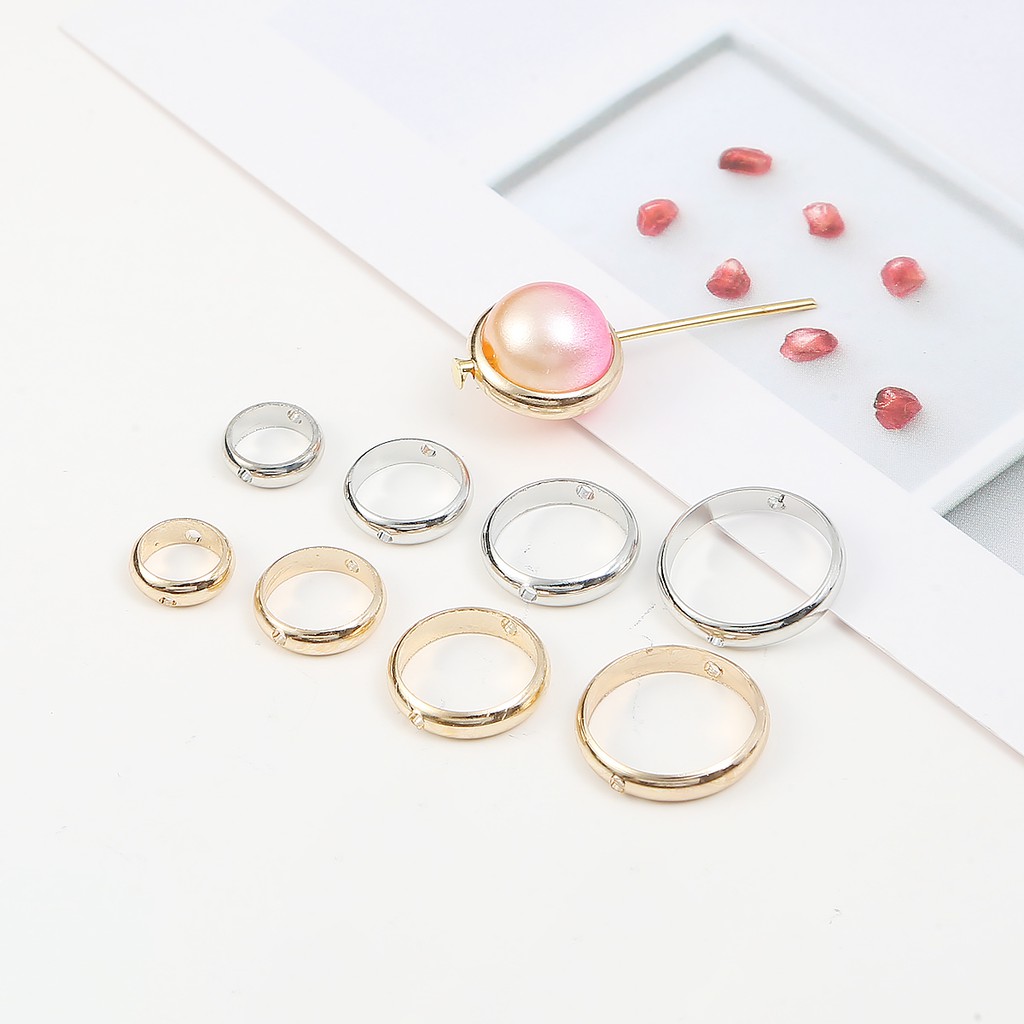 10pcs Manik-Manik Spacer Lubang Ganda Ukuran 6/8/10/12mm Untuk Membuat Perhiasan Gelang Diy