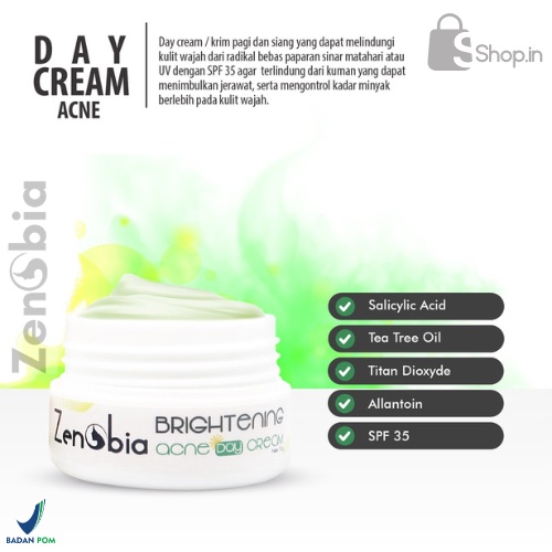Zenobia Skincare Day Cream Acne Series 10gr BPOM Original 100%
