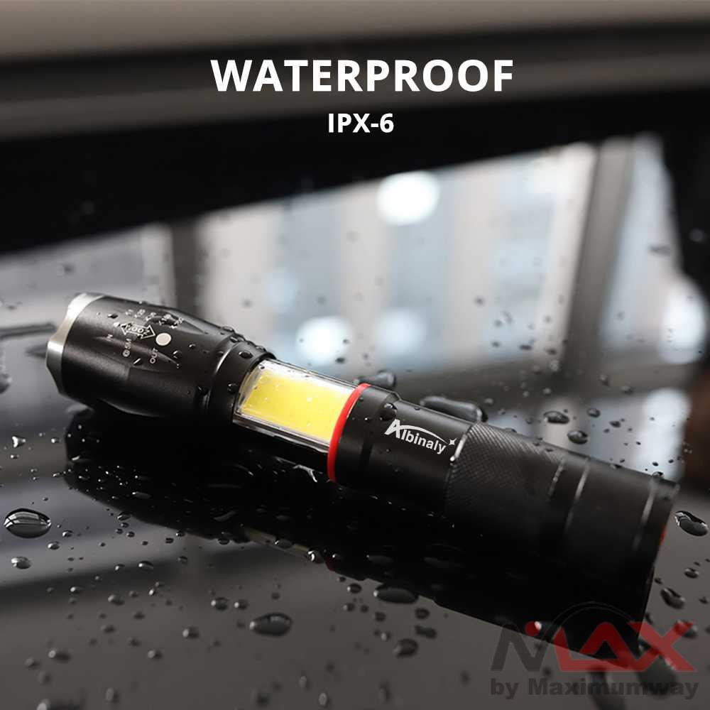 Paket Senter + charger + Baterai 18650 + Box - LED Swat Police Light Recharge Outdoor Cree XM-L T6