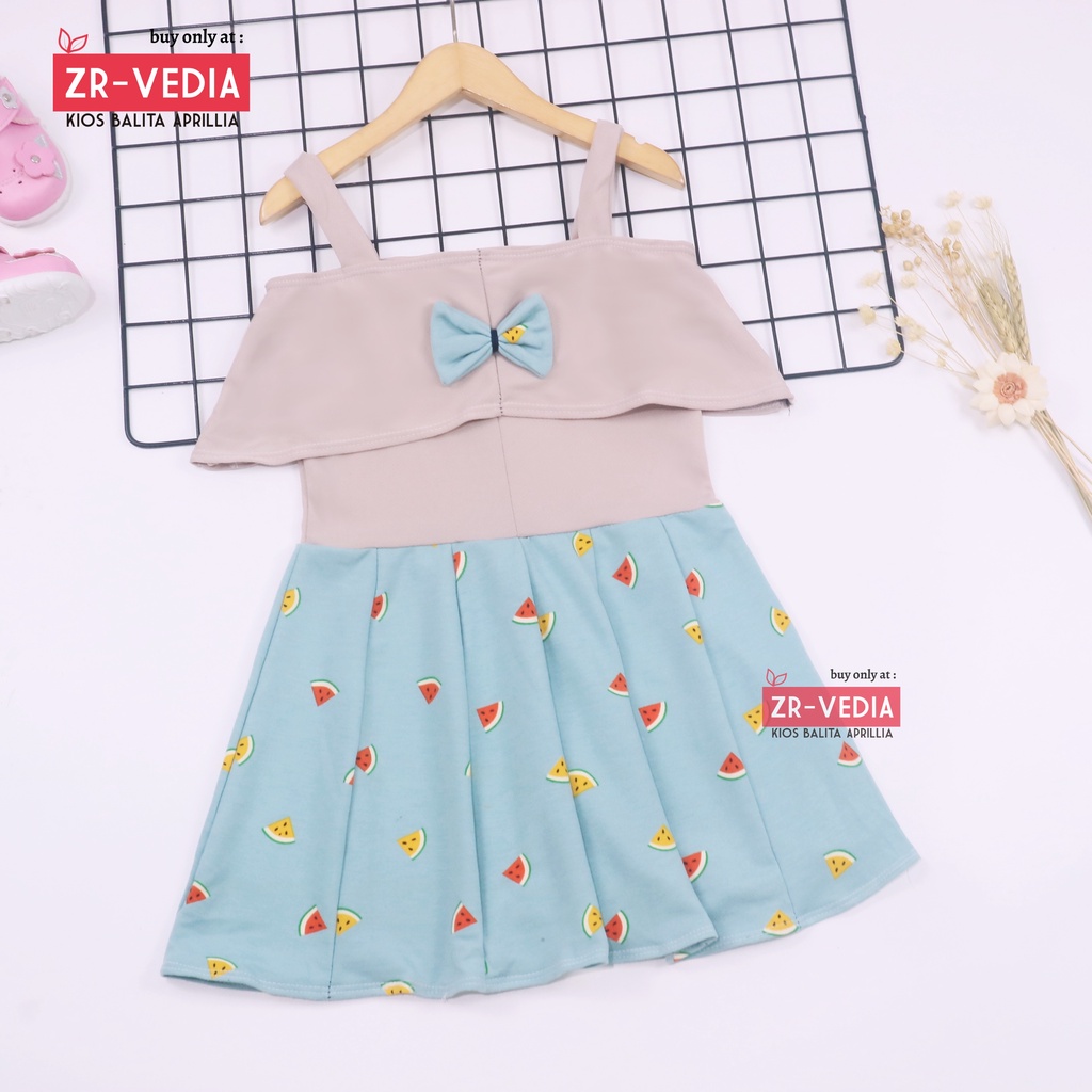 Dress Alinka uk 1-2 tahun / Dress Pesta Anak Perempuan Baju Import Gaun Polos Flower Lengan Dres