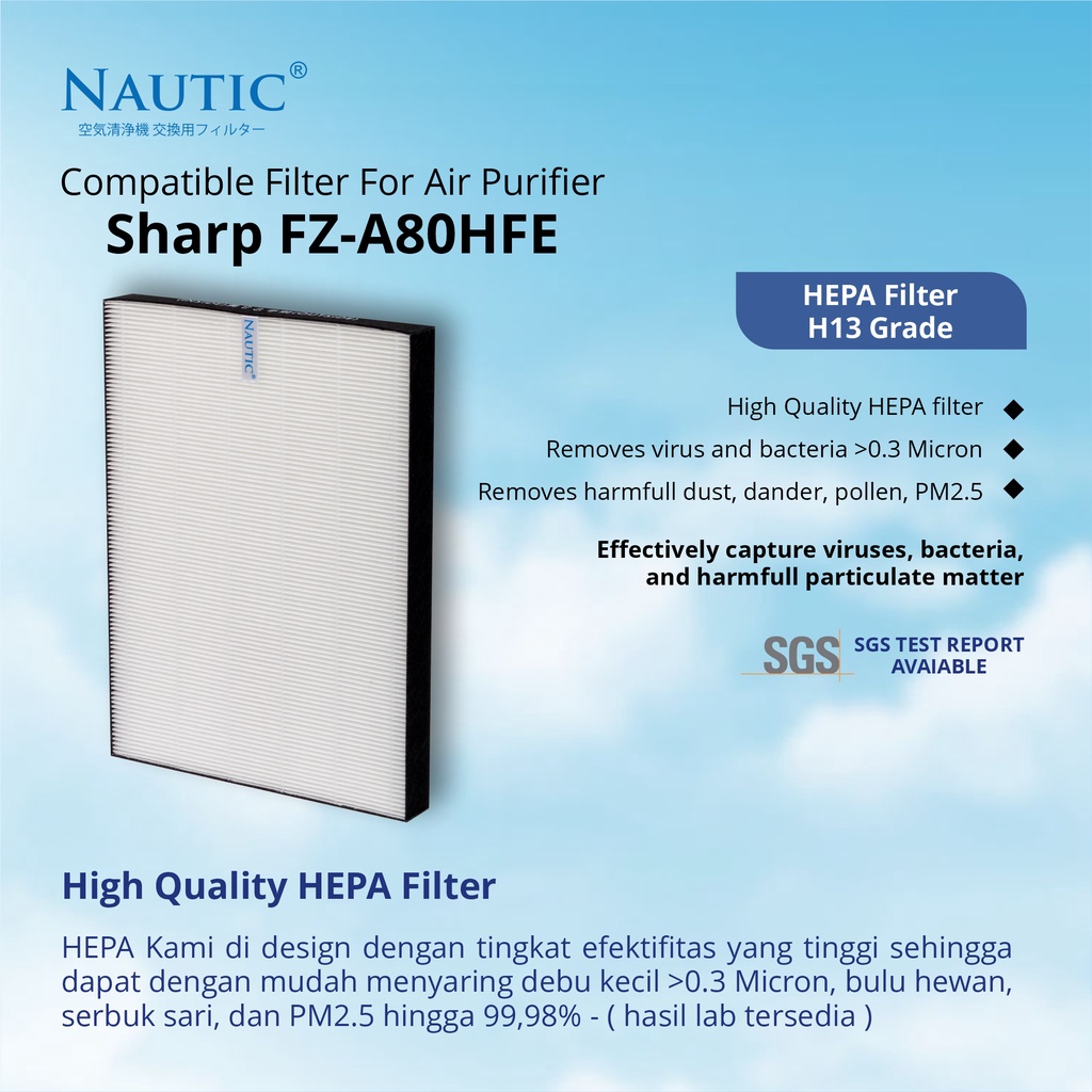 Filter sharp FZ-A80SFE FU-A80Y FU-A80UW FU-A80Y-W FU-A80E FU-A60UW FU-A80Y-N / Filter sharp air purifier Fu-A80