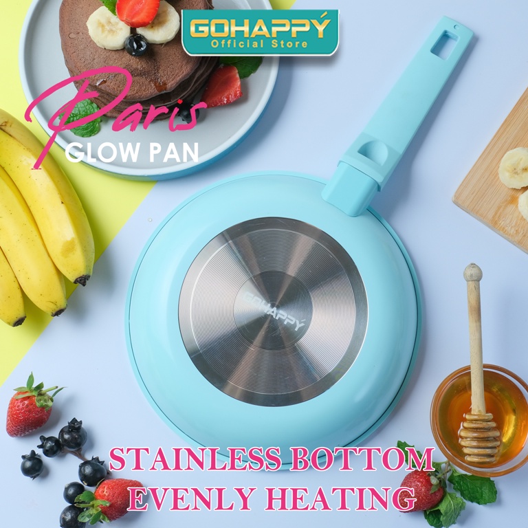 FRYPAN Gohappy Paris GHP05 TOSCA PANCI GORENG | GLOWPAN FRY PAN Wajan penggorengan lapisan white marble diatas teflon