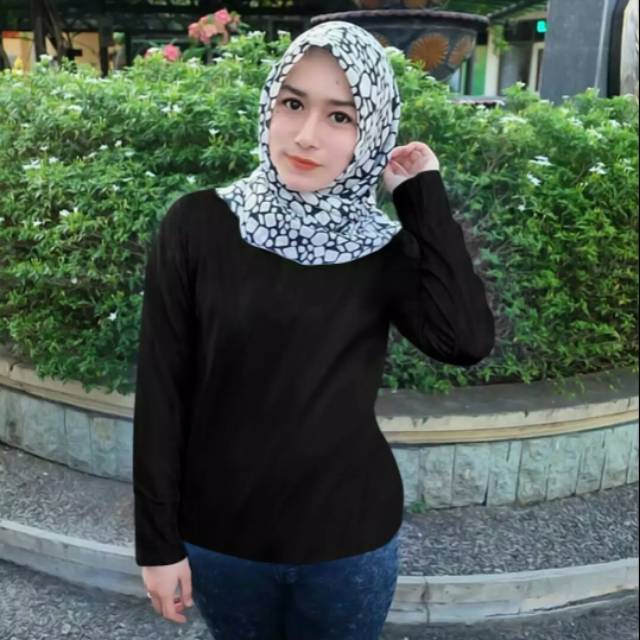 ATASAN MANSET HITAM / ATASAN MANSET PUTIH / BAJU TANGAN PANJANG KERAH O