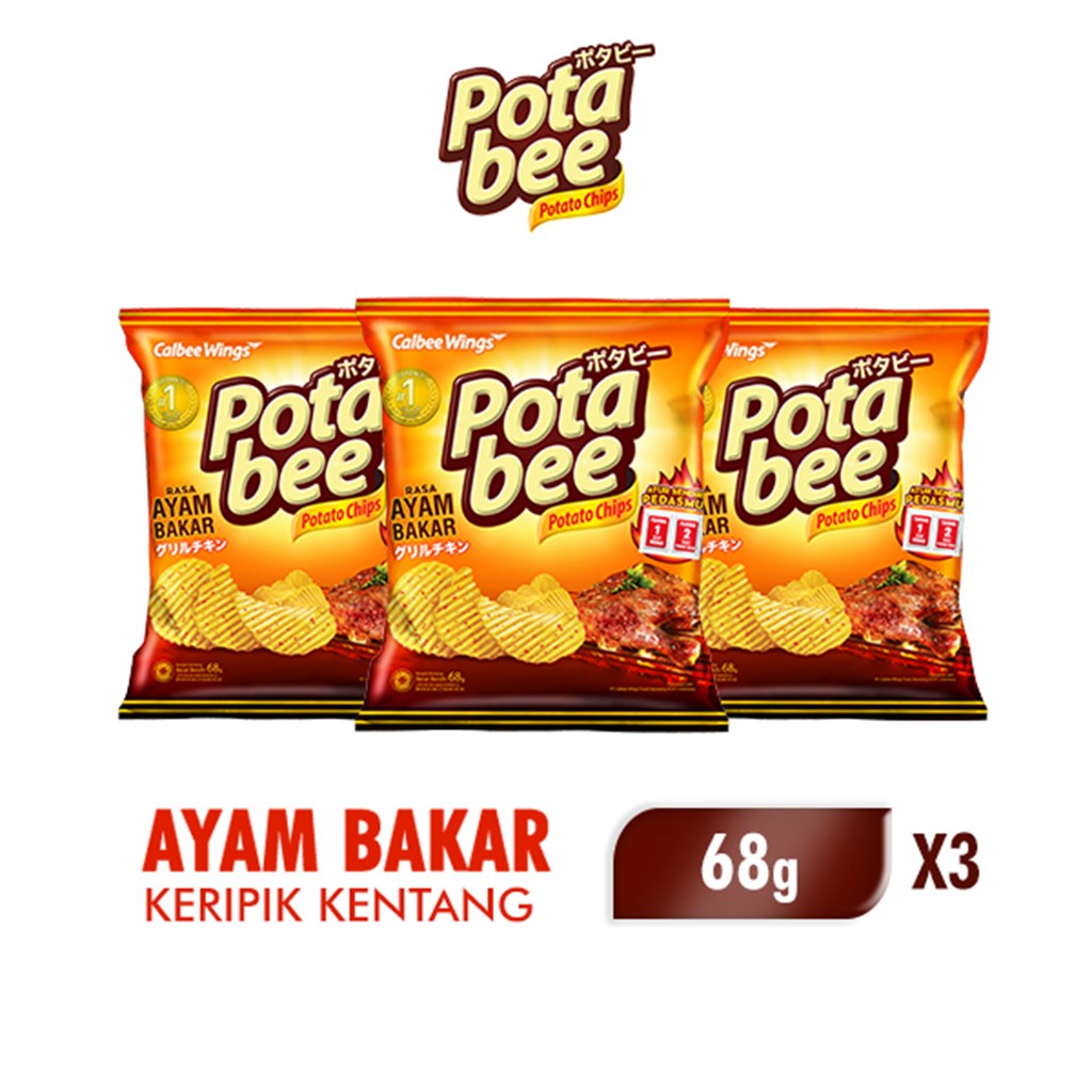 Potabee Keripik Kentang Ayam Bakar 68 gr x3