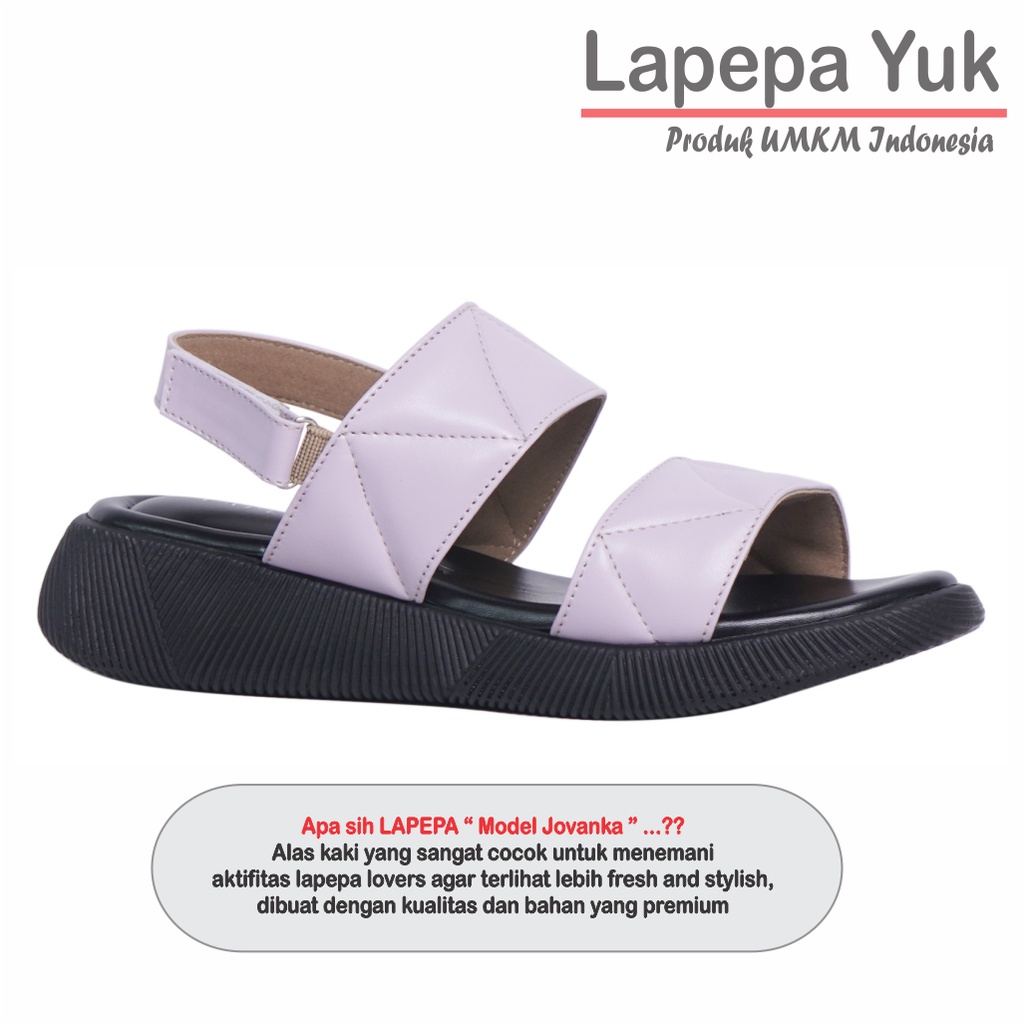 LAPEPA YUK -  Sepatu Sandal Wanita Wedges JOVANKA Model Ban dua Tali Strap belakang Hak Tinggi Sole 4 cm Spatu Sendal Gunung Cewek  Size 36 37 38 39 40 41 Warna LILAC Ungu Soft Cewe Kekinian Premium Terbaru Shoes Ori Original Mall Official Store Promo