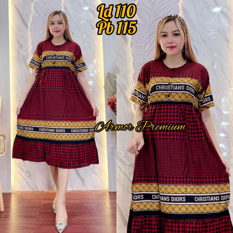 Sek Dress Viskose Premium Motif CD Warna Tali Samping Kanan Kiri Kancing Depan Busui