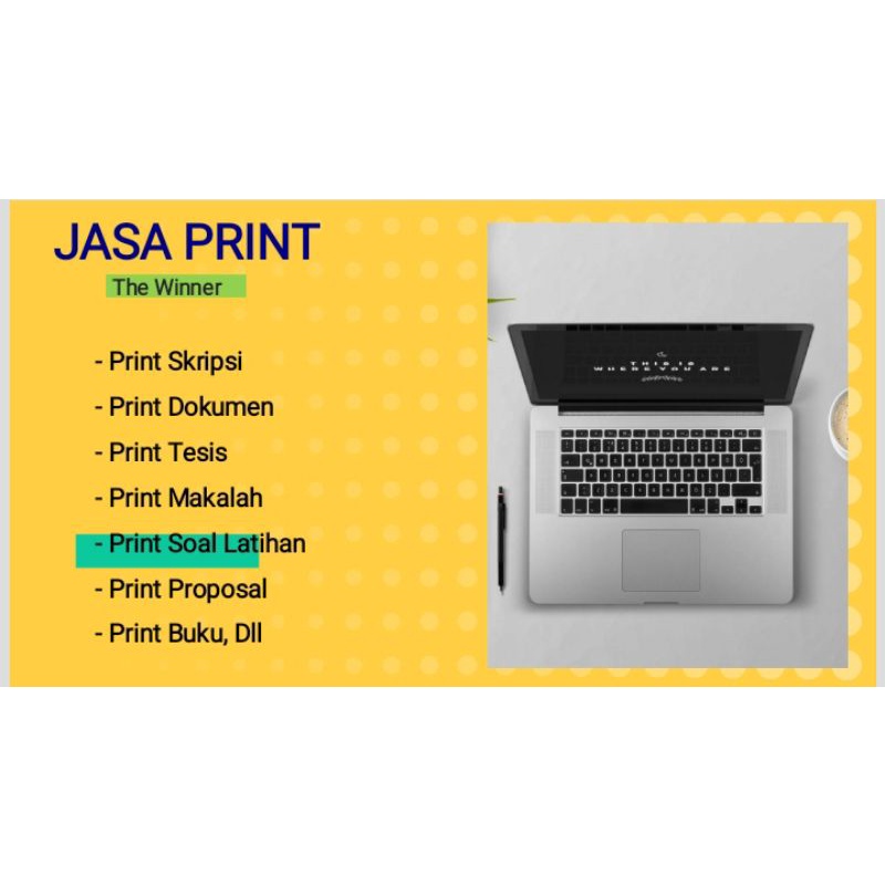Jasa cetak/ print Hitam putih depan (A4)