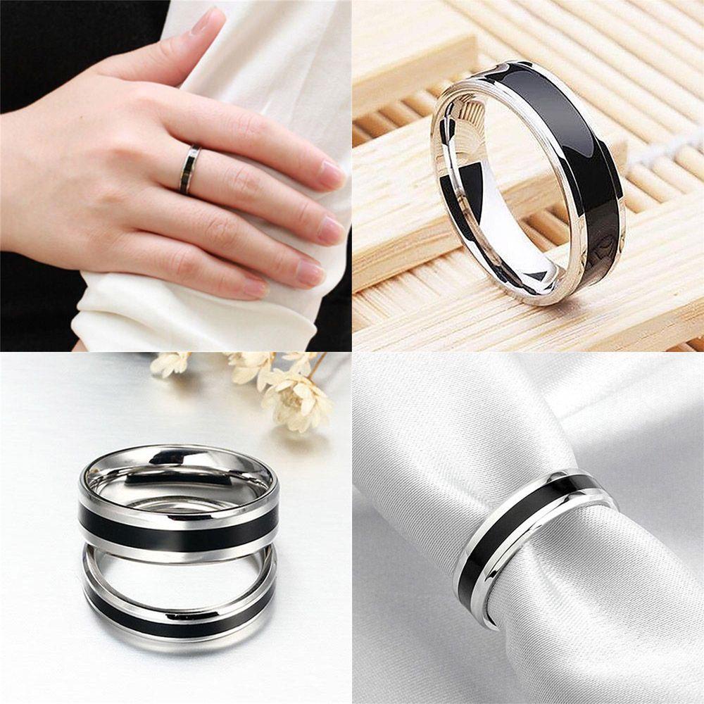 Lily Black Titanium Band Cincin Fashion Nikah Pasangan Lebar 4/6MM