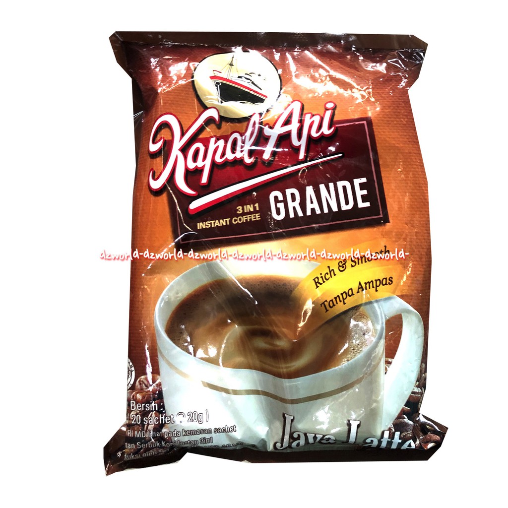 Kapal Api Grande 20sachet Java Latte 3In1 Kopi Instan Gula Jawa Brown Sugar Kapalapi Grandes 20 sachet