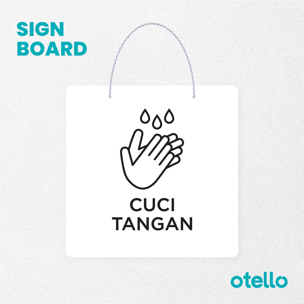 Otello Sign Cuci Tangan Signage Board Acrylic Papan Gantung Label Akrilik Rantai Petunjuk Toko Modern Minimalist Kafe Restoran Kantor Gedung