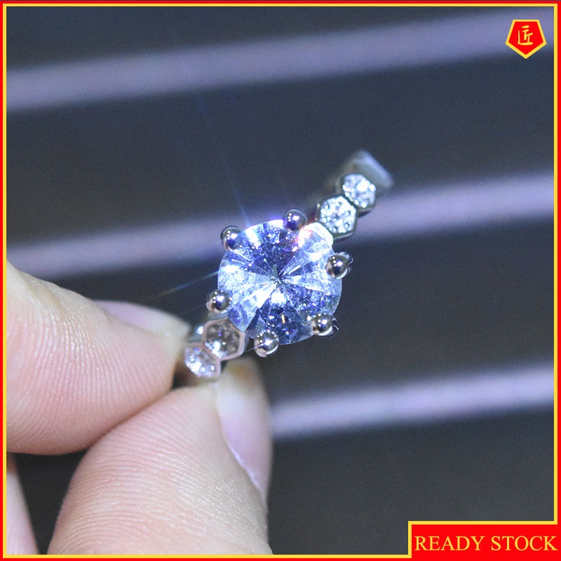 [Ready Stock]Classic Personality Hexagonal Moissanite Ring