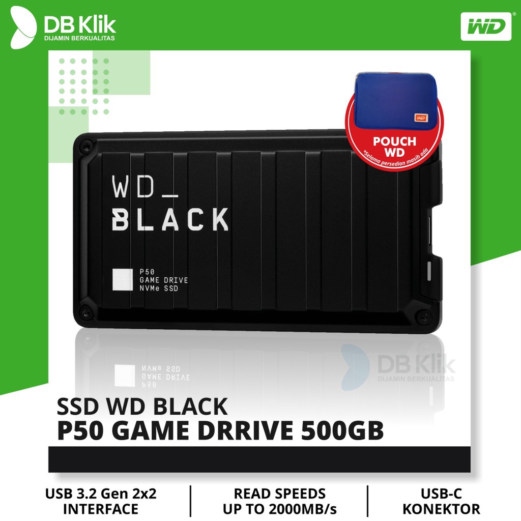 SSD External WD Black P50 Game Drive Portable 500GB USB-C