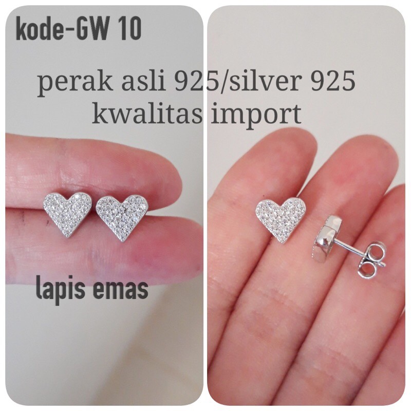 ANTING TUSUK LOVE PERAK ASLI 925/ANTING WANITA/GIWANG WANITA/ANTING LOVE/GIWANG PERAK/SILVER 925