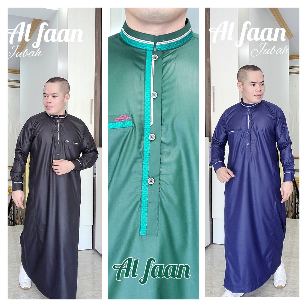 Jual Jubah Pria Gamis Pria Jubba Bordir Jubah Muslim Saudi Gamis Muslim Jubah Al Faan Manset