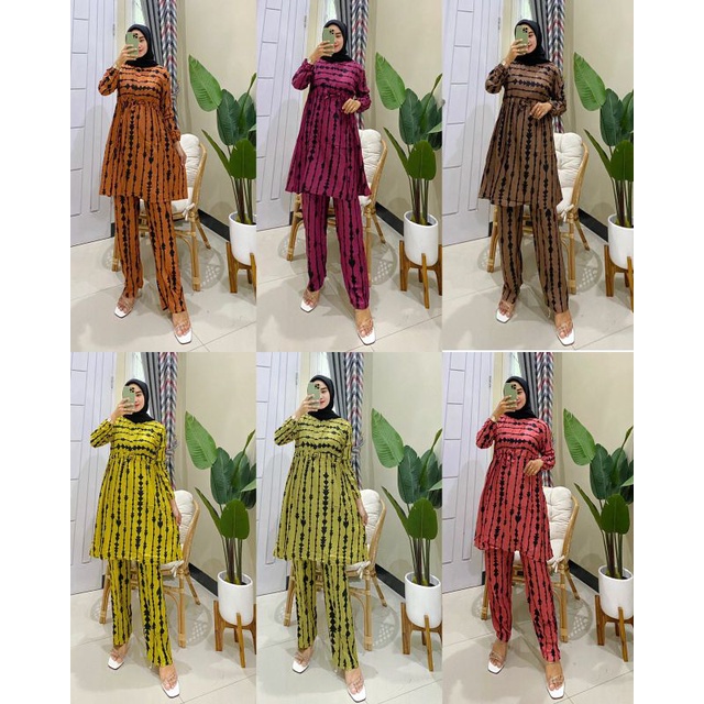 One Set Tunik  Rayon batik Serut